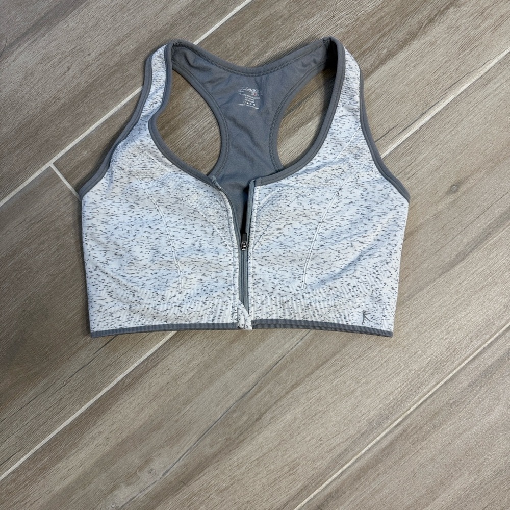 Danskin Light Gray Zip-Front Sports Bra